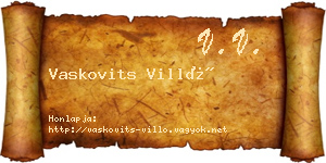 Vaskovits Villő névjegykártya